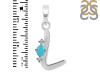 Turquoise & White Topaz Alphabet L Pendant TRQ-RDA-12.