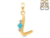 Turquoise & White Topaz Alphabet L Pendant TRQ-RDA-12.