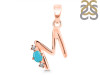 Turquoise & White Topaz Alphabet M Pendant TRQ-RDA-13.