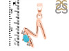 Turquoise & White Topaz Alphabet M Pendant TRQ-RDA-13.