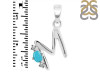 Turquoise & White Topaz Alphabet M Pendant TRQ-RDA-13.