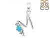 Turquoise & White Topaz Alphabet M Pendant TRQ-RDA-13.