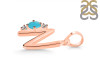Turquoise & White Topaz Alphabet N Pendant TRQ-RDA-14.