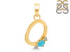 Turquoise & White Topaz Alphabet O Pendant TRQ-RDA-15.