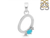 Turquoise & White Topaz Alphabet O Pendant TRQ-RDA-15.