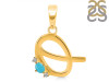 Turquoise & White Topaz Alphabet Q Pendant TRQ-RDA-17.