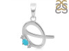 Turquoise & White Topaz Alphabet Q Pendant TRQ-RDA-17.