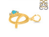 Turquoise & White Topaz Alphabet Q Pendant TRQ-RDA-17.