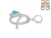 Turquoise & White Topaz Alphabet Q Pendant TRQ-RDA-17.