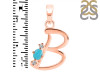 Turquoise & White Topaz Alphabet B Pendant TRQ-RDA-2.