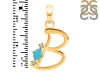 Turquoise & White Topaz Alphabet B Pendant TRQ-RDA-2.