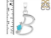 Turquoise & White Topaz Alphabet B Pendant TRQ-RDA-2.