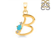 Turquoise & White Topaz Alphabet B Pendant TRQ-RDA-2.