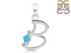 Turquoise & White Topaz Alphabet B Pendant TRQ-RDA-2.