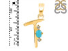 Turquoise & White Topaz Alphabet T Pendant TRQ-RDA-20.