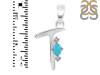 Turquoise & White Topaz Alphabet T Pendant TRQ-RDA-20.