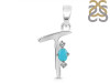 Turquoise & White Topaz Alphabet T Pendant TRQ-RDA-20.