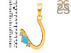 Turquoise & White Topaz Alphabet U Pendant TRQ-RDA-21.
