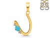 Turquoise & White Topaz Alphabet U Pendant TRQ-RDA-21.