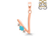 Turquoise & White Topaz Alphabet V Pendant TRQ-RDA-22.