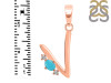 Turquoise & White Topaz Alphabet V Pendant TRQ-RDA-22.
