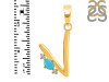 Turquoise & White Topaz Alphabet V Pendant TRQ-RDA-22.