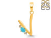 Turquoise & White Topaz Alphabet V Pendant TRQ-RDA-22.