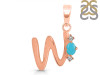 Turquoise & White Topaz Alphabet W Pendant TRQ-RDA-23.
