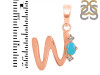 Turquoise & White Topaz Alphabet W Pendant TRQ-RDA-23.