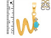 Turquoise & White Topaz Alphabet W Pendant TRQ-RDA-23.