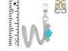 Turquoise & White Topaz Alphabet W Pendant TRQ-RDA-23.