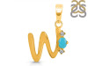 Turquoise & White Topaz Alphabet W Pendant TRQ-RDA-23.