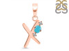 Turquoise & White Topaz Alphabet X Pendant TRQ-RDA-24.