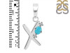 Turquoise & White Topaz Alphabet X Pendant TRQ-RDA-24.