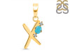 Turquoise & White Topaz Alphabet X Pendant TRQ-RDA-24.