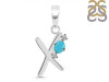 Turquoise & White Topaz Alphabet X Pendant TRQ-RDA-24.