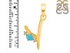 Turquoise & White Topaz Alphabet Y Pendant TRQ-RDA-25.