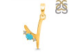 Turquoise & White Topaz Alphabet Y Pendant TRQ-RDA-25.