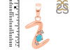 Turquoise & White Topaz Alphabet Z Pendant TRQ-RDA-26.