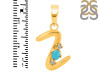 Turquoise & White Topaz Alphabet Z Pendant TRQ-RDA-26.