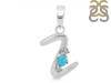 Turquoise & White Topaz Alphabet Z Pendant TRQ-RDA-26.