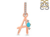 Turquoise & White Topaz Alphabet A Pendant TRQ-RDA-27.