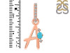 Turquoise & White Topaz Alphabet A Pendant TRQ-RDA-27.
