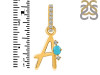 Turquoise & White Topaz Alphabet A Pendant TRQ-RDA-27.