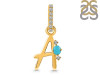 Turquoise & White Topaz Alphabet A Pendant TRQ-RDA-27.