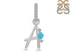 Turquoise & White Topaz Alphabet A Pendant TRQ-RDA-27.