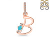Turquoise & White Topaz Alphabet B Pendant TRQ-RDA-28.