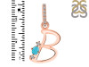 Turquoise & White Topaz Alphabet B Pendant TRQ-RDA-28.