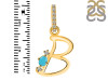 Turquoise & White Topaz Alphabet B Pendant TRQ-RDA-28.