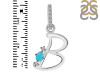 Turquoise & White Topaz Alphabet B Pendant TRQ-RDA-28.